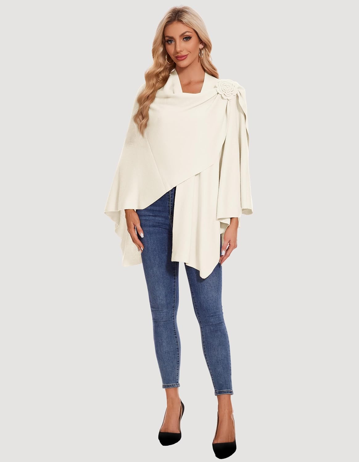 PULI Dames poncho sjaal kasjmier gevoel gebreide cape cardigan voor vrouwen cadeau voor moeder, bruin, One size PULI Dames poncho sjaal kasjmier gevoel gebreide cape cardigan voor vrouwen cadeau voor moeder, bruin, One size