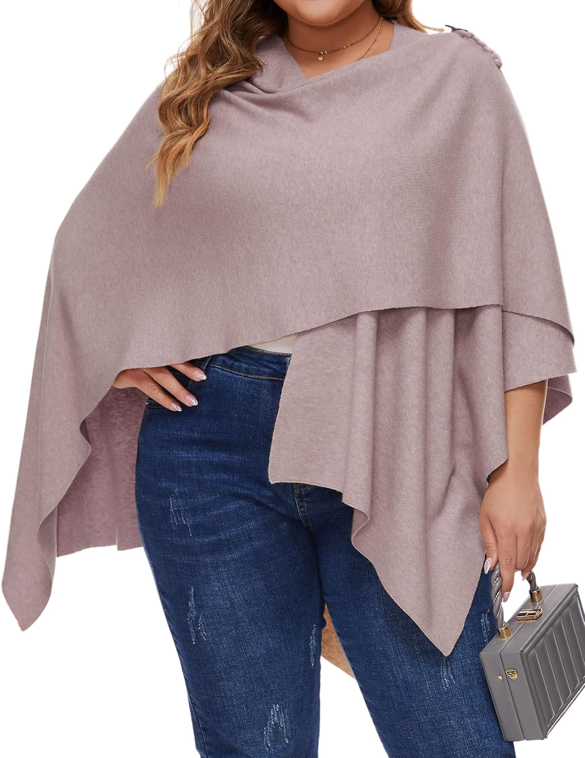 PULI Women Elegant Plus Size Shawl Wrap Oversize Button Closure Cross –  Puli Looms